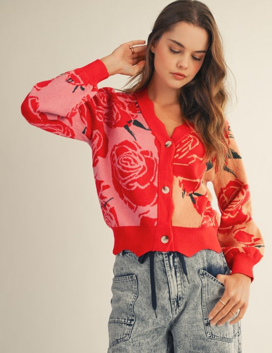 Rose Scalloped Edge Cardigan - Ana Patricia Boutique