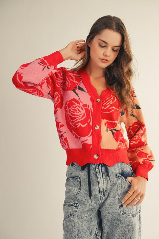 Rose Scalloped Edge Cardigan - Ana Patricia Boutique