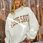 JESUS SAVES Reversible Mock Sweatshirt - Ana Patricia Boutique