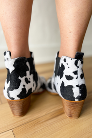 Cow Print Booties- White