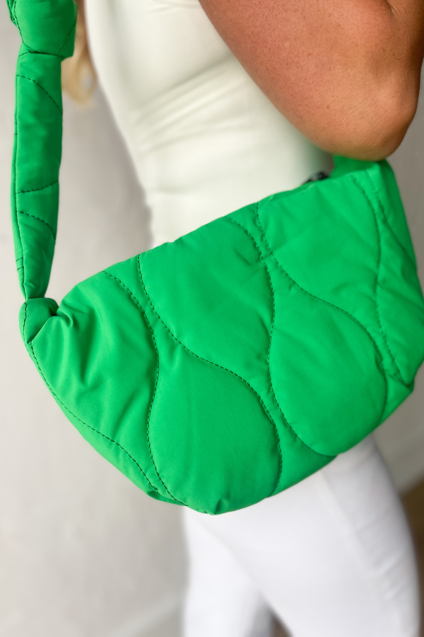 Puffer Shoulder Bag- Green
