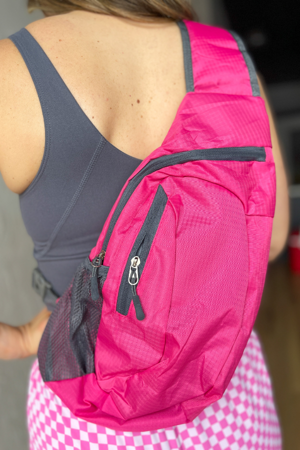 Nylon Packable Sling-Hot Pink