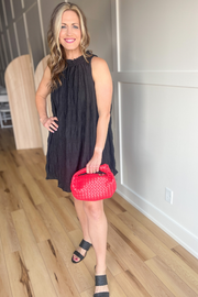 Midnight Elegance Mini Dress- Black