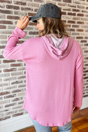 Just Go With It Button Up DrawString Top - Pink