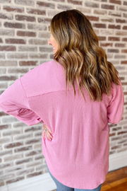 The Good Ones Button Down Pocket Top -Pink