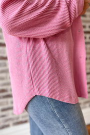 The Good Ones Button Down Pocket Top -Pink