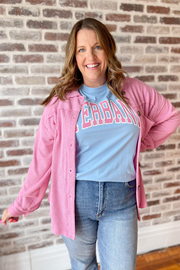 The Good Ones Button Down Pocket Top -Pink