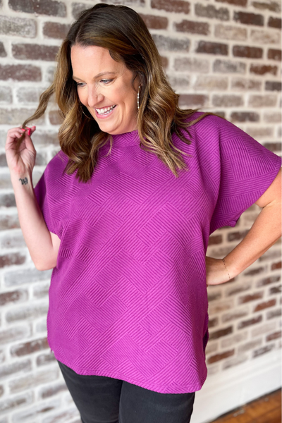 The Other Side Textured Top -True Purple