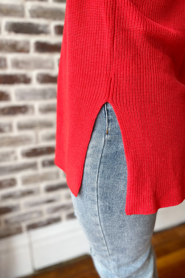 Little Too Much Knit Sweater Vest -Tomato Red