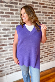 Little Too Much Knit Sweater Vest - Purple