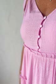 Rosy Radiance Tiered Midi Dress-Light Pink