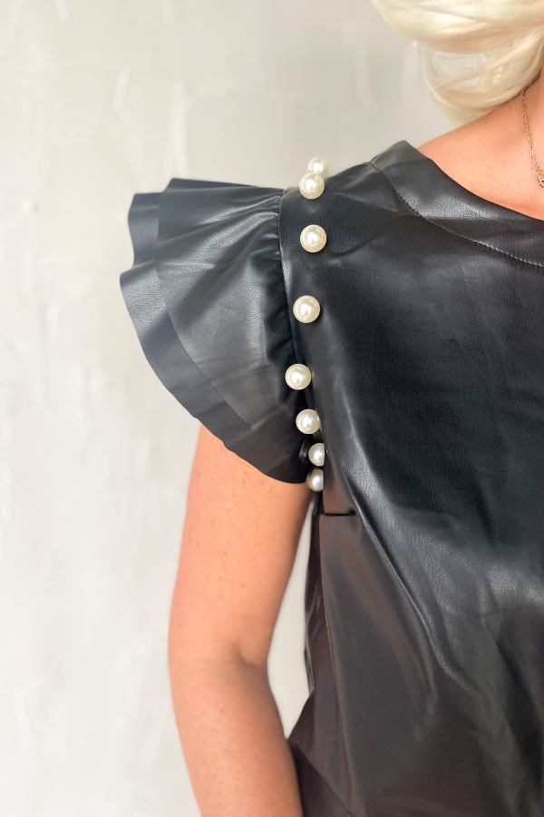 Midnight Chic Faux Leather Dress- Black
