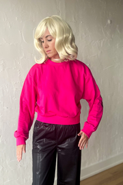 Good Vibes Cropped Crew Neck - Pink