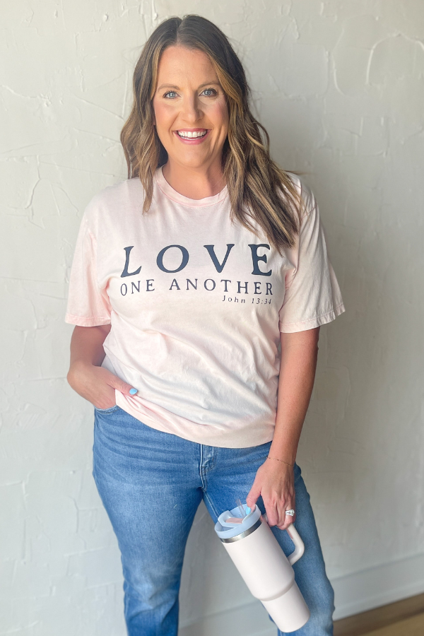 Love One Another Graphic Tee- Pink
