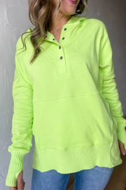 So About That Henley Hoodie -Lime