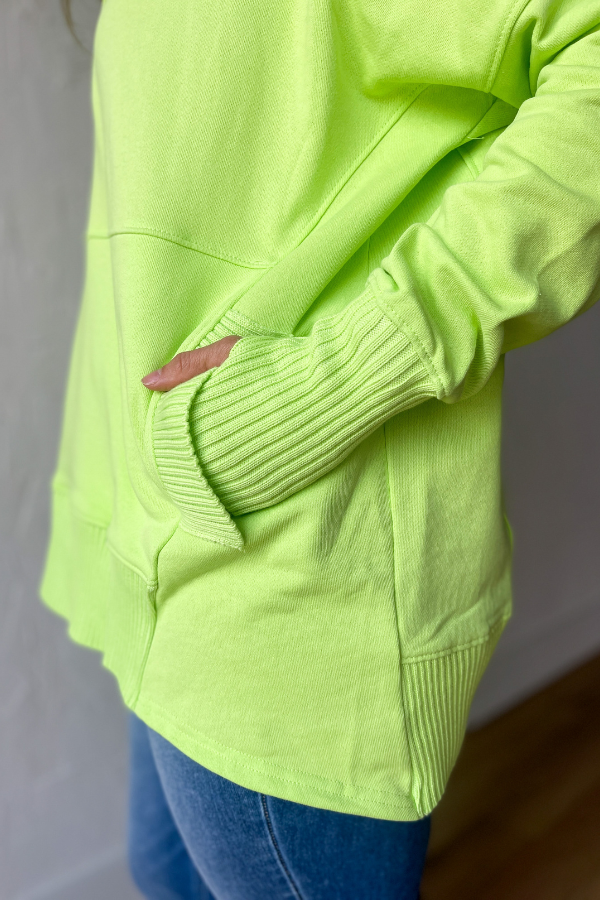 So About That Henley Hoodie -Lime