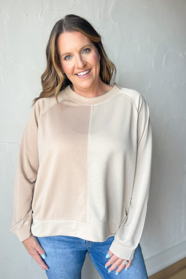 Chic Duo Pullover- Oatmeal