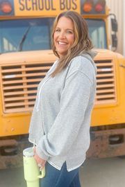 More the Merrier Drawstring Hoodie -Heather Grey