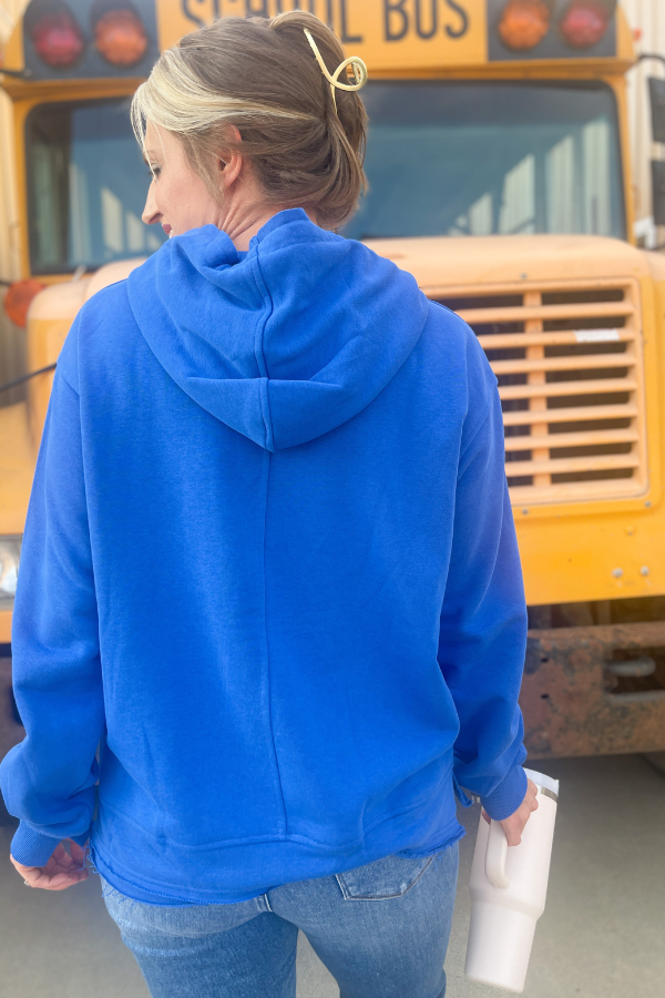 More the Merrier Drawstring Hoodie -Cobalt