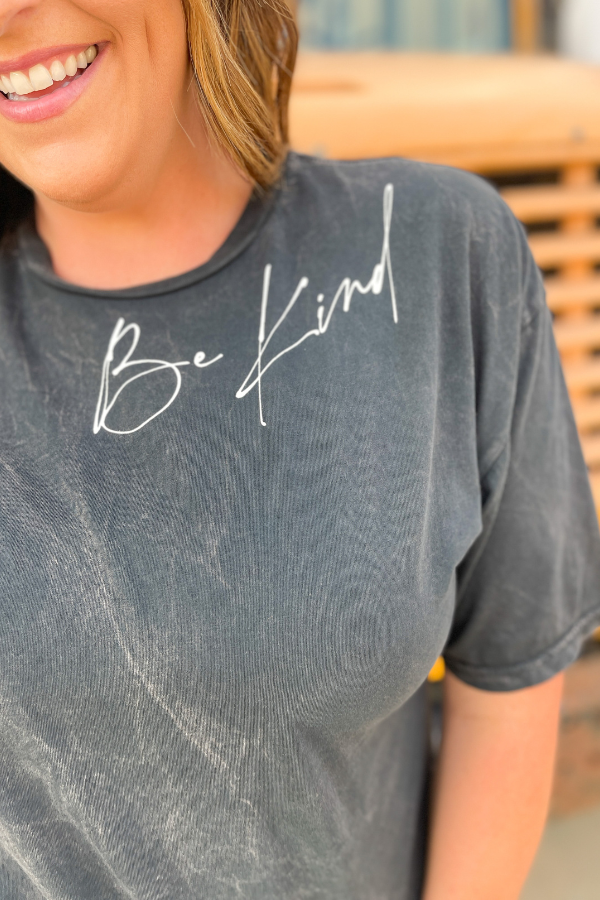 Be Kind Mineral Wash Graphic Tee - Black