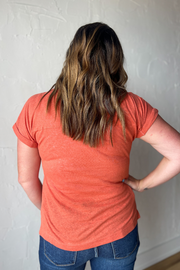For The Long Haul  V-Neck Tee - Burnt Orange