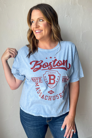 Boston Mineral Washed Long Crop Top-Blue