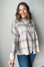 Educated Minds Plaid Button Up- Cream