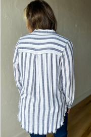 All That It is Striped Button Down Top -Navy/White