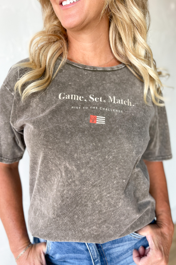 Game Set Match Graphic Tee - Brown