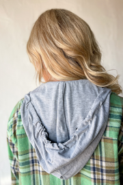 Take it Back Plaid Button Up -Sage/Navy