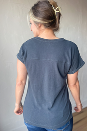 For The Long Haul  V-Neck Tee  Charcoal