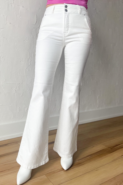 The Lauren High Rise Flare Jeans- White