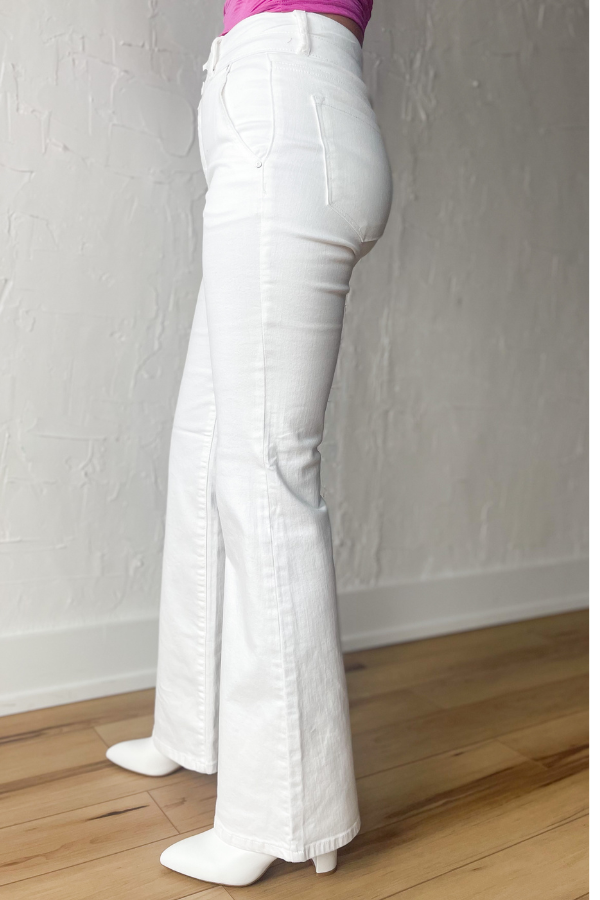 The Lauren High Rise Flare Jeans- White
