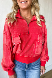 Best of Me Half Zip Pullover - Red
