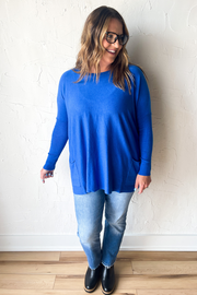 Make It Easy Long Sleeve Top- Classic Blue