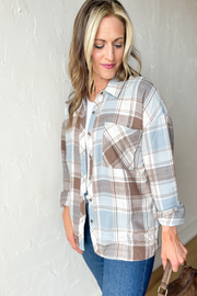 All The Time Oversized Flannel Shirt -Hazelnut