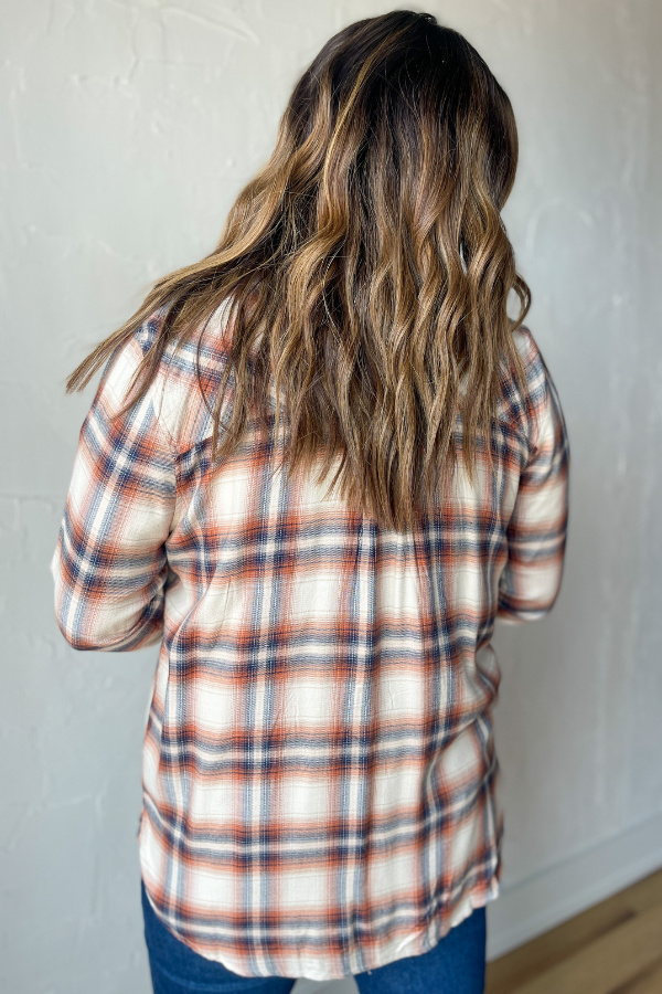 Just What You Need Plaid Top - Caramel