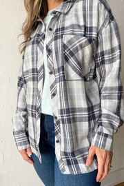 Days Go By Oversized Flannel Shirt - Navy