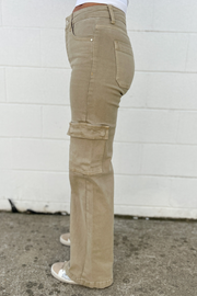 The Jean High Rise Cargo Wide Pants - Khaki