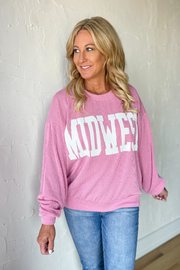 Midwest Ribbed Pullover- Pink