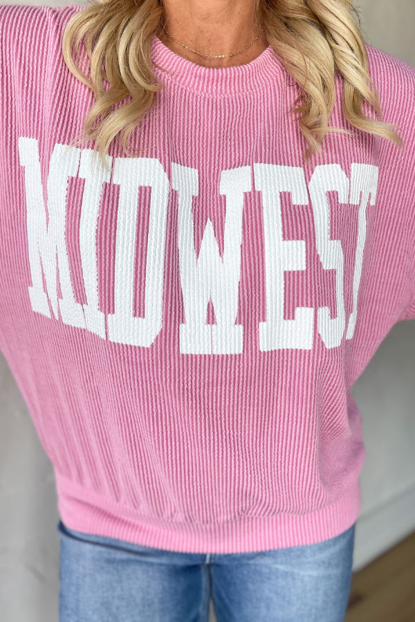 Midwest Ribbed Pullover- Pink