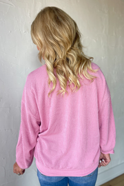 Midwest Ribbed Pullover- Pink
