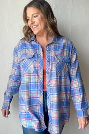 Meant to Be Plaid Button Up -Blue