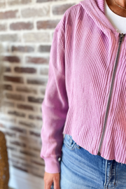 Trend Alert Crop Zip Up- Pink