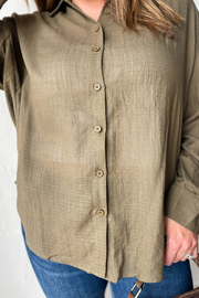 All Over Again Button Up Top -Olive