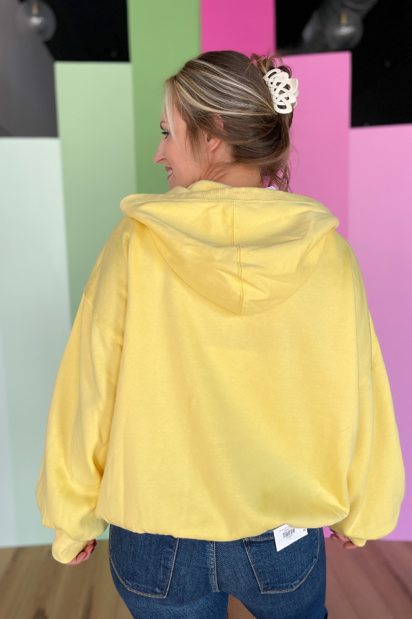 Morning Market Half Zip Hoodie- Lemon