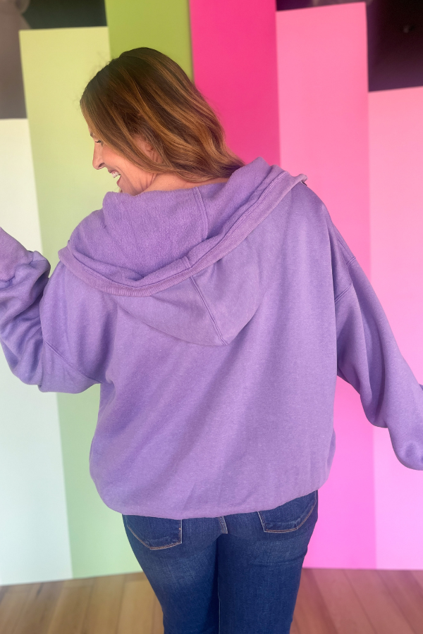Morning Market Half Zip Hoodie- Periwinkle