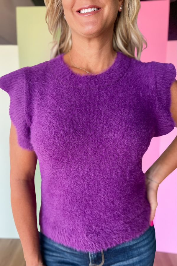 Knitted Bliss Sweater Top- Purple