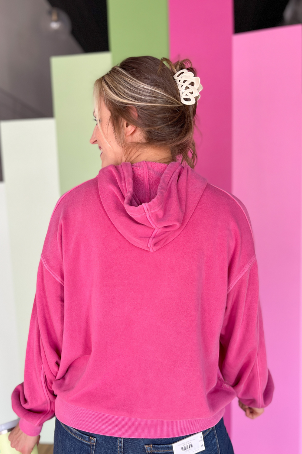 The Addie Hooded Pullover- Fuchsia