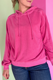 The Addie Hooded Pullover- Fuchsia